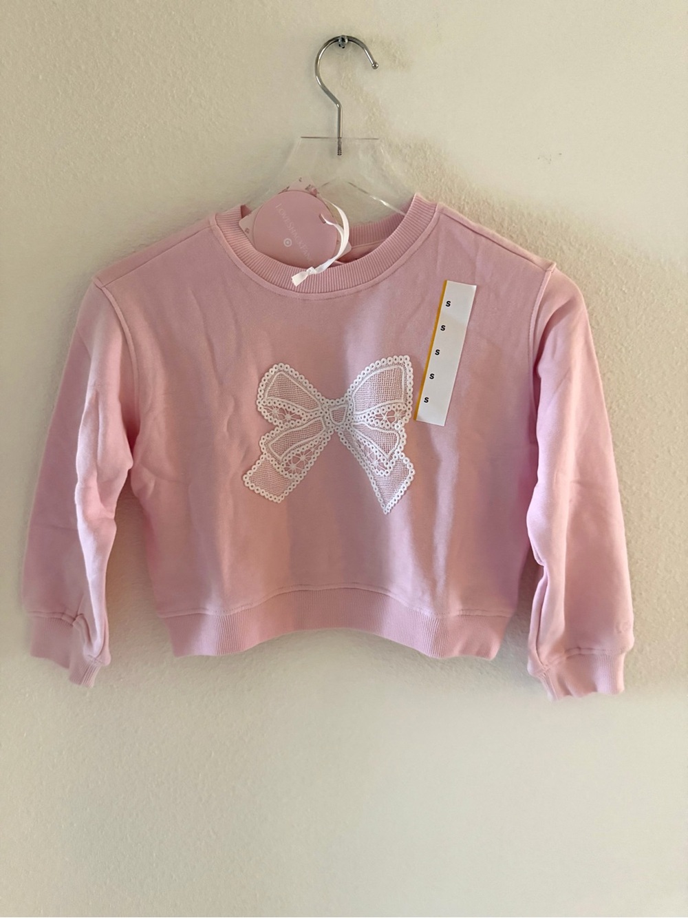 Girls' Ella French Terry Bow Applique Sweatshirt LoveShackFancy x Target Pink S